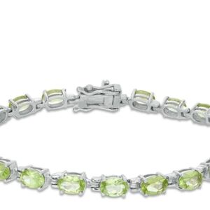 Zales Silver Bracelet with Light Green Gemstones